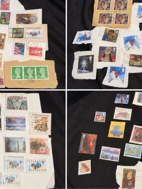 124 Vintage Mixed Postage Stamp Collection - Multicolor